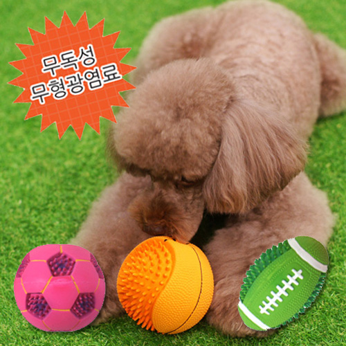 [패리스독] 소리나는 강아지 장난감 무형광 염료 스포츠볼 라텍스 토이(디자인 임의 배송)